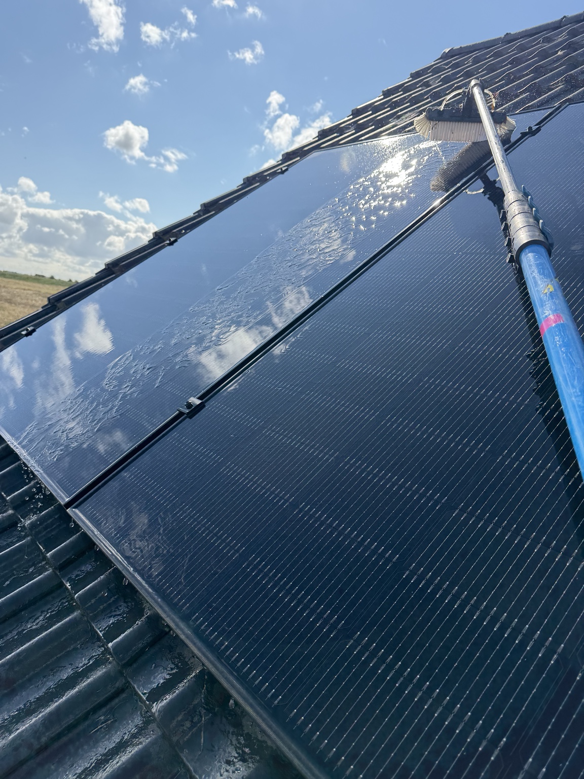Solar panel cleaning by Elite using purified water